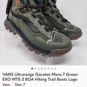 Vans Green and Black Hiking Boots Ultra-range Gortex limited edition size 10